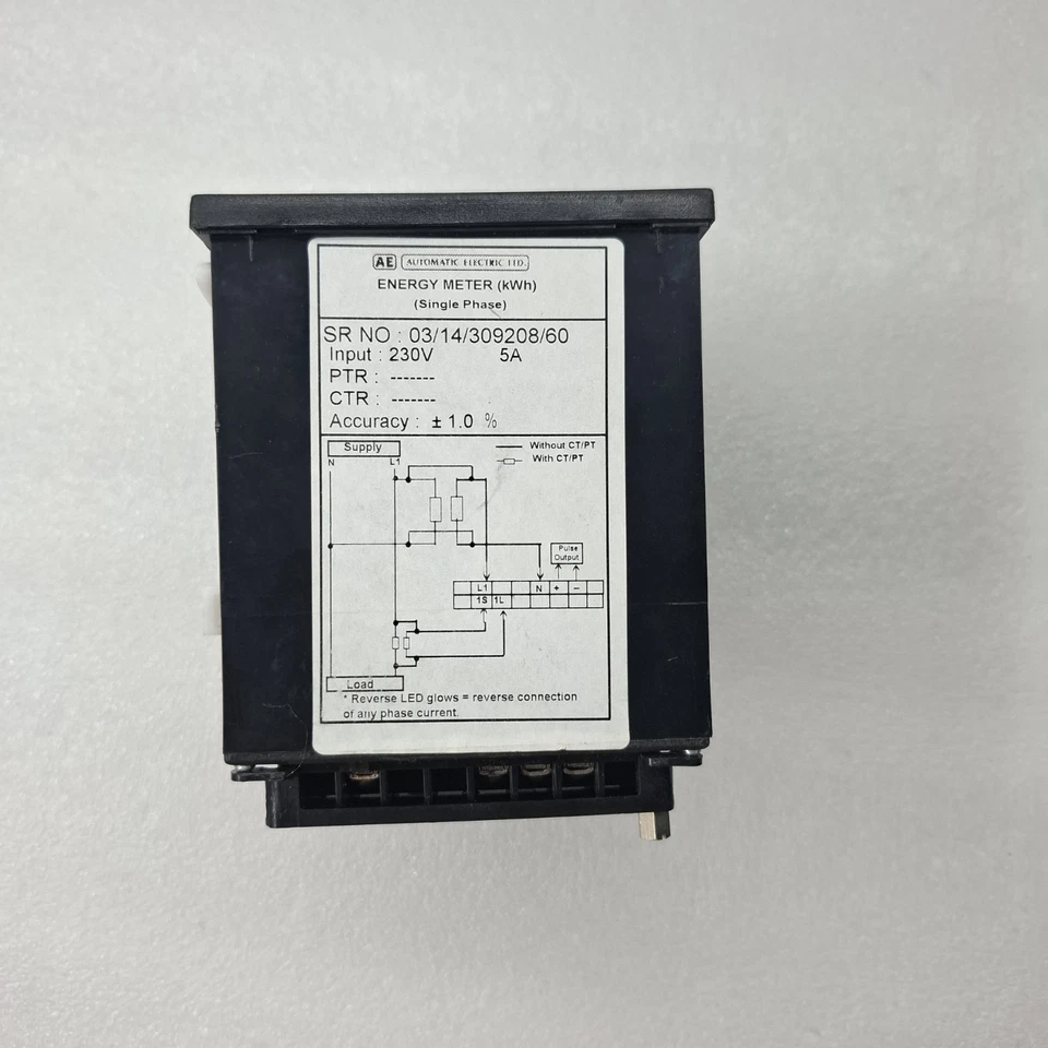 New Without Box Energy Meter (kWh) Single Phase AE Automation Electric 230V 5A